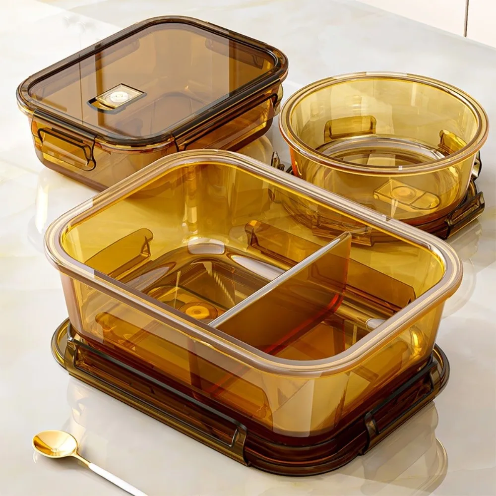 Nueva fiambrera de vidrio sellada para microondas con tapa, contenedores de almacenamiento de alimentos, caja para ensalada de frutas resistente al calor, vajilla para el hogar