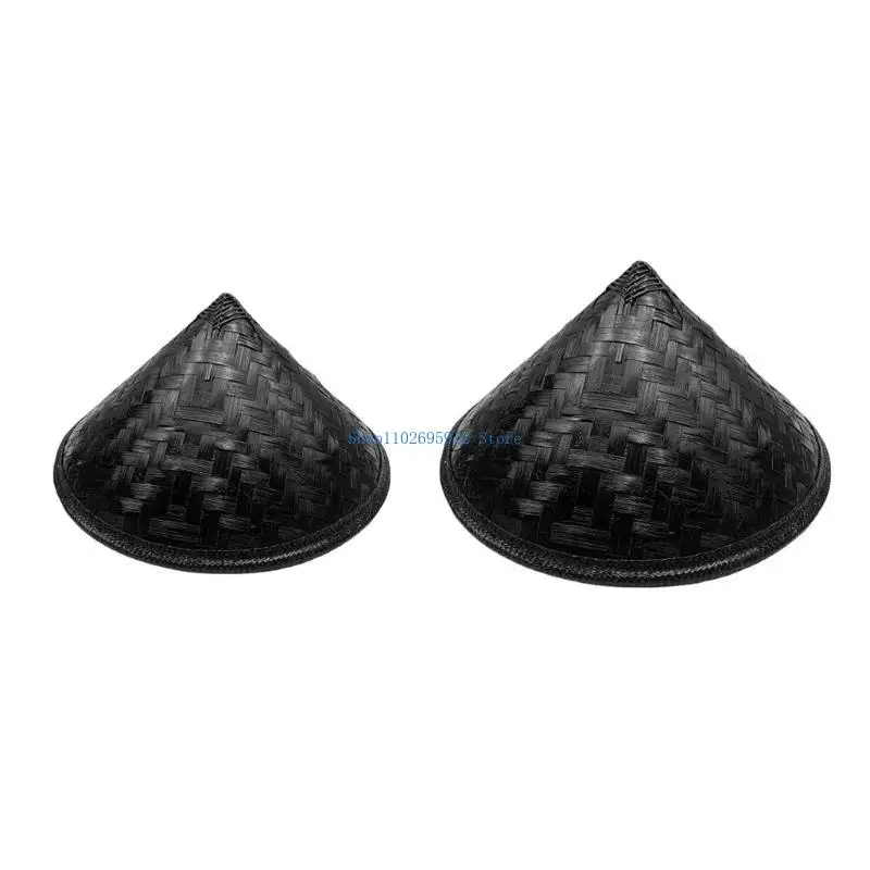

N7YE Traditional Chinese Cone Rattan Hat Outdoor Sunproof Hat for Teens Unisex