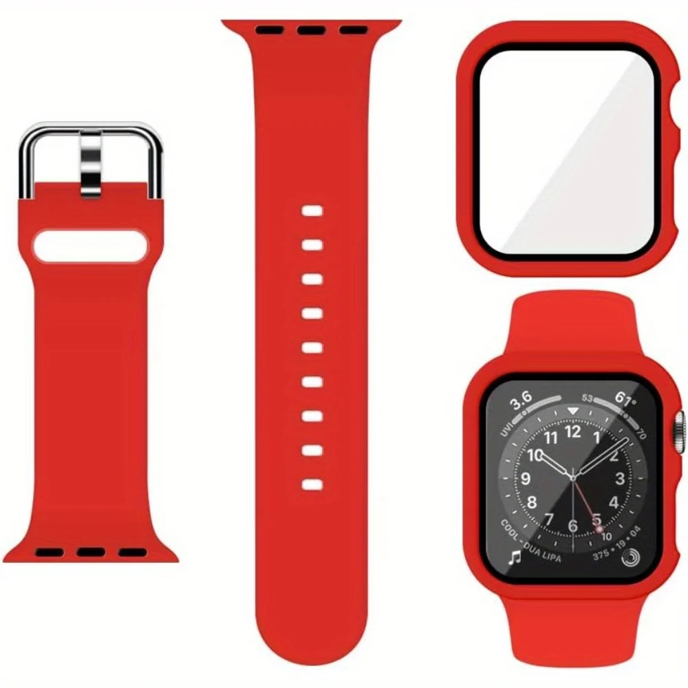 ANTHOUSE  Sport Silicone Band and Case with Screen Protector for Apple Watch Series 7 Series 6 SE Series 5 Series 4