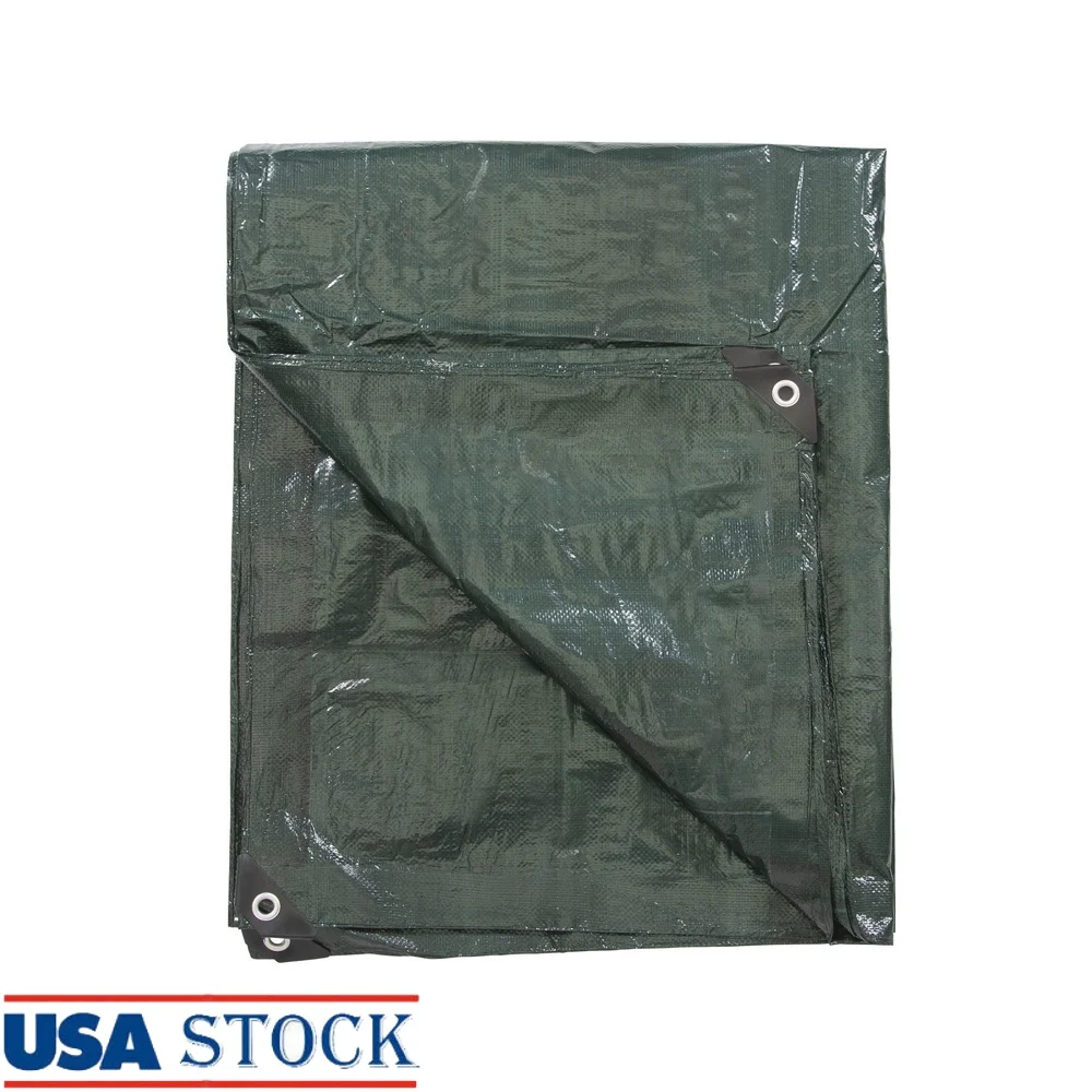 

Medium Duty Waterproof Rip-Stop Tarp 10ft x 18ft Ground Cover Shelter with Reinforced Edges Grommets Heavy Duty Polyethylene
