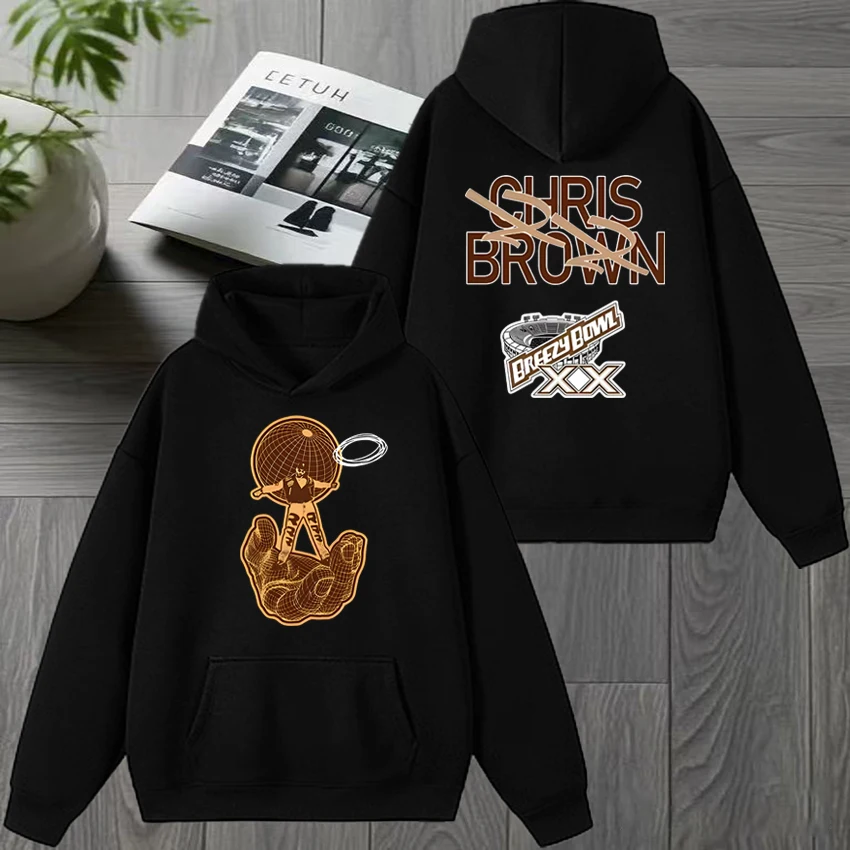 

Rapper Chris Brown Album Double Sided Graphic Hoodies Autumn Winter Men women vintage Fleece streetwear Unisex Fleece pullovers