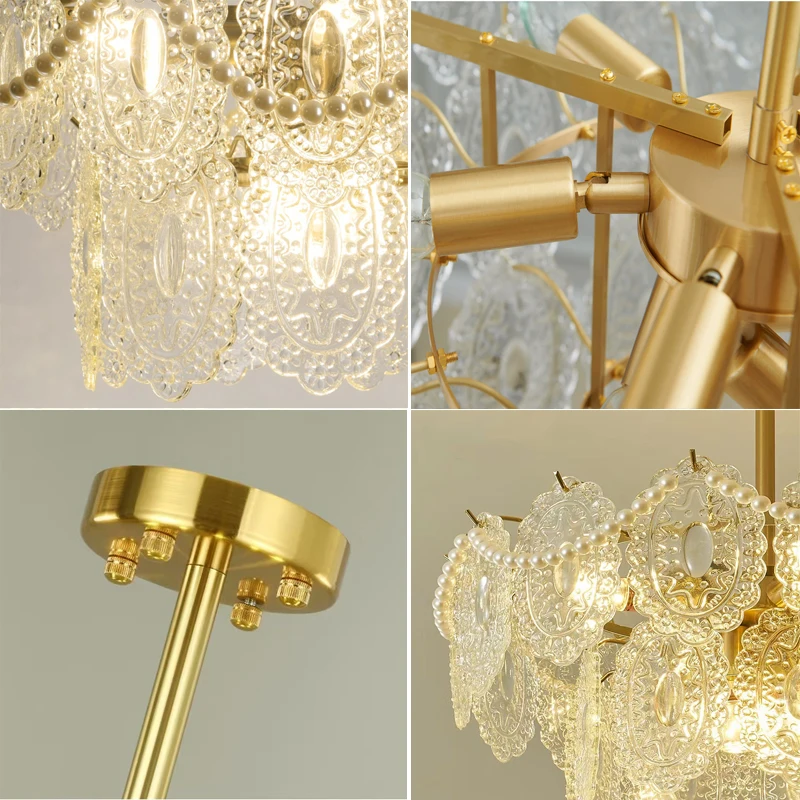 Modern E14 bedroom crystal chandelier living room crystal lamp hotel lighting pearl decorative chandelier wholesale lamp