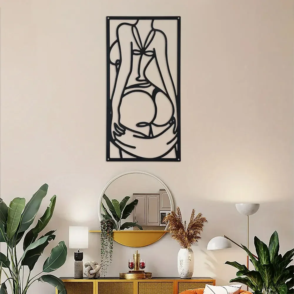 1pc Meta Modern Minimalist  lWall Decor Abstract Line Art Wall Decor Woman Body Shape Art Print Decor Drawing Metal Wall Art