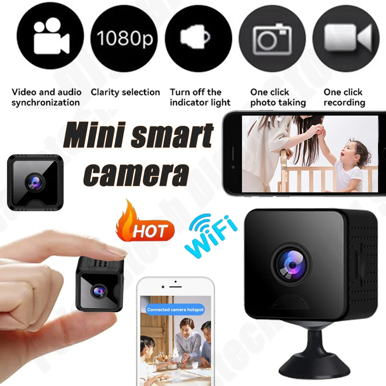 Mini Camera WiFi 1080P Voice Intercom Remote Monitor Night Vision Smart Camera Baby Pet Monitor Security Protection Camera 2025