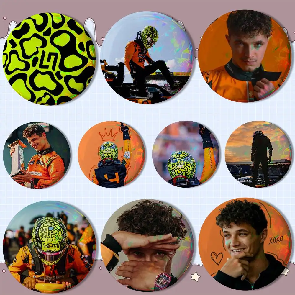 

Lando Norris First in racing Round Exquisite Badge Brooches Creative Pins For Clothes Hat Backpack Gift Accessories