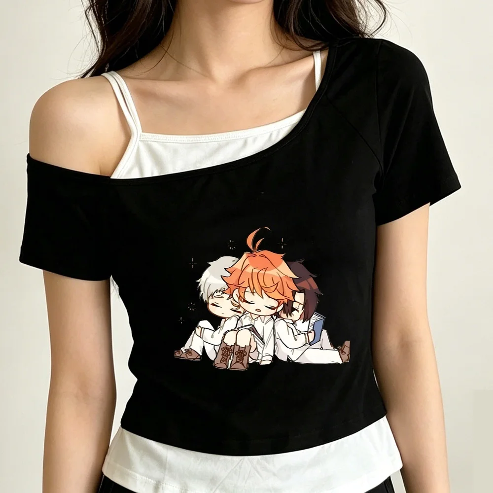 the Promised Neverland cropped top women vintage graphic emo clearance sales anime top tees cute korean fashion goth