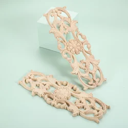 1PC Flower European Woodcarving Decals Carved Corner Home Decor Cabinet Door Bed Decorative Patch Onlay Wood Applique 22*8cm
