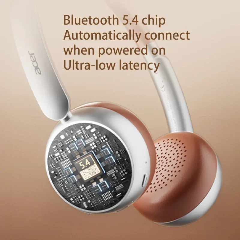 Acer سماعات بلوتوث INS ريترو ستايل فوق الأذن سماعة لاسلكية بلوتوث 5.4 HIFI سماعة ستيريو ألعاب 70H وقت اللعب OHW111 #5