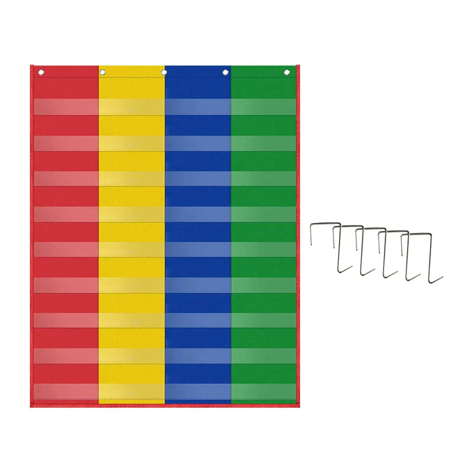 Pocket Chart with 5 Hooks 4 Column Pocket Chart Teaching Aid Teaching Supplies