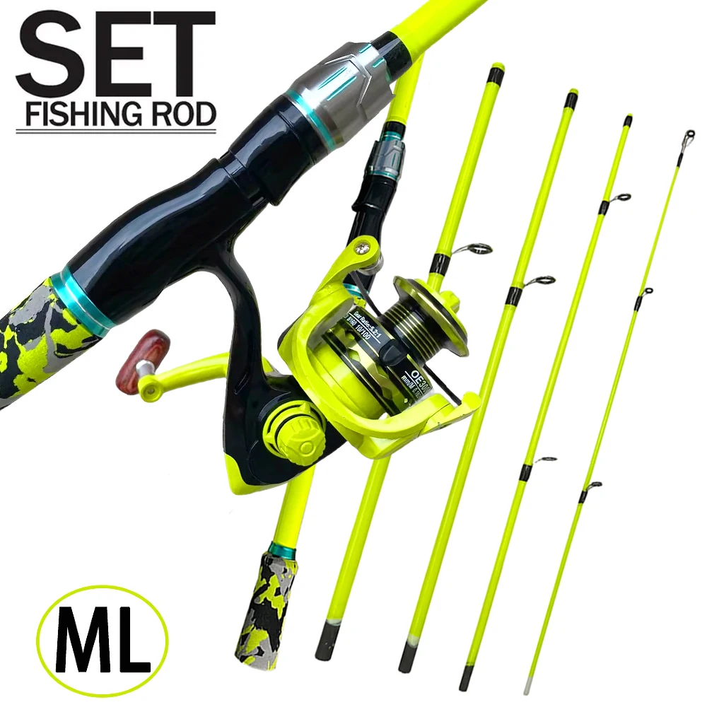1.8/2.1m Lure Fishing Rod Set ML Action Spinning Rod With High Speed 5.2：1 Reel Combo Lure Test 3.5-14g for Squid Fishing Travel
