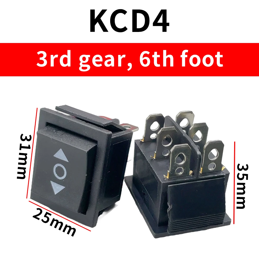 KCD4  black Rocker Switch Power Switch ON-OFF-ON 3 Position 3/6 Pins With Light 16A 250VAC/ 20A 125VAC KCD1  10A 125VA/ 6A 250V