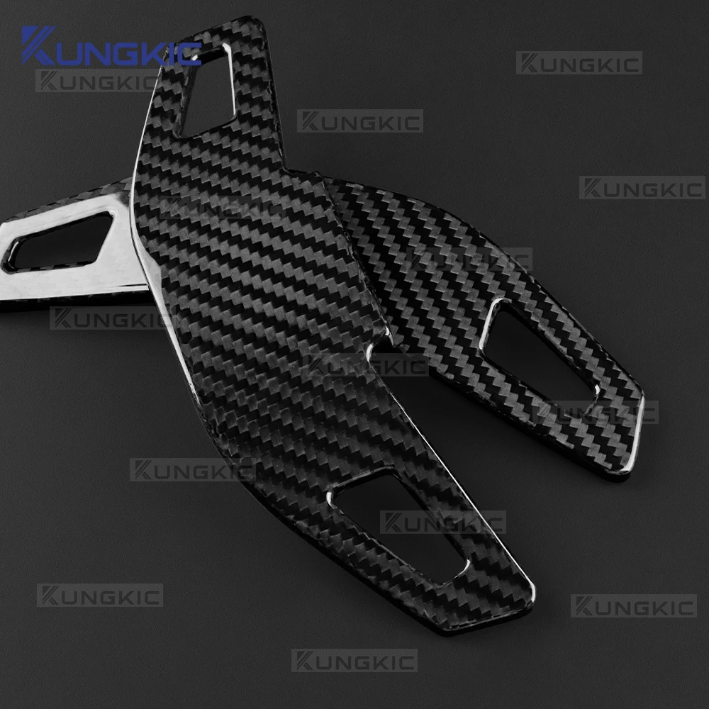 

Hard Dry Carbon Fiber Car Steering Wheel Shift Paddle DSG Extension Trim For Ford Mustang GT Dark Horse EcoBoost 2024 2025 2026