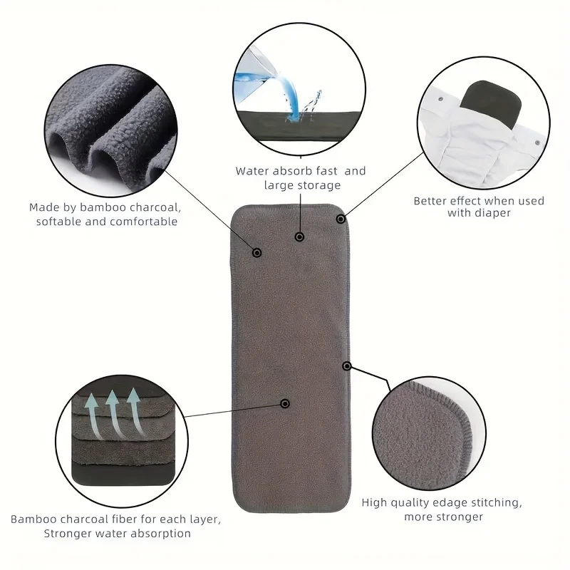 حفاضات قماشية قابلة لإعادة الاستخدام للبالغين - مشبك جانبي قابل للتعديل مع حشوة ماصة، ساق مانعة للتسرب وقابلة للغسل + وسادتان حفاضات فائقة الدقة #4