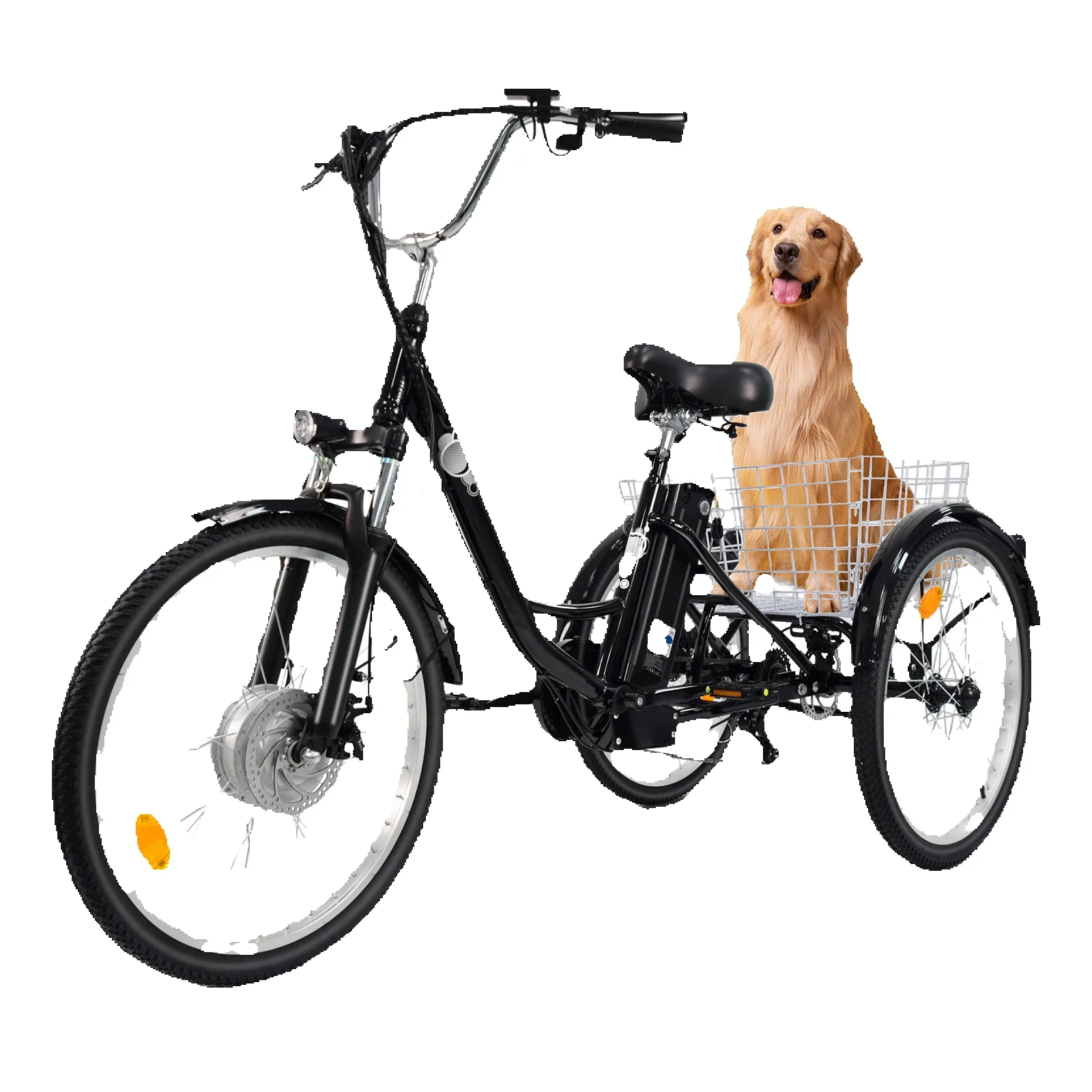 24-Zoll 3-Rad Elektrofahrrad für Erwachsene, 350 W, 36 V, elektrisches Lastenfahrrad für Senioren mit großem Gepäckkorb/Drei Fahrmodi, elektrisches Dreirad für den Außenbereich