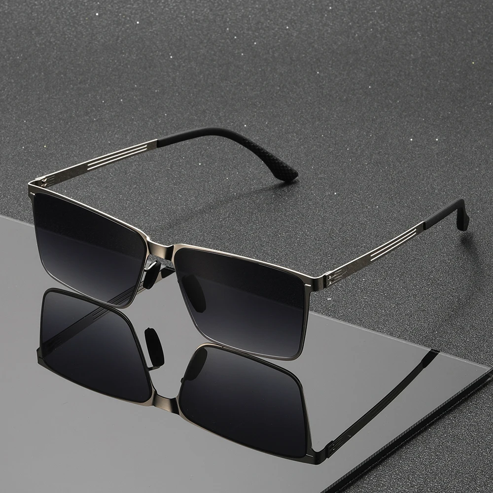 1 قطعة النظارات الشمسية المعدنية المربعة للرجال التدرج أنيق في الهواء الطلق النظارات #2