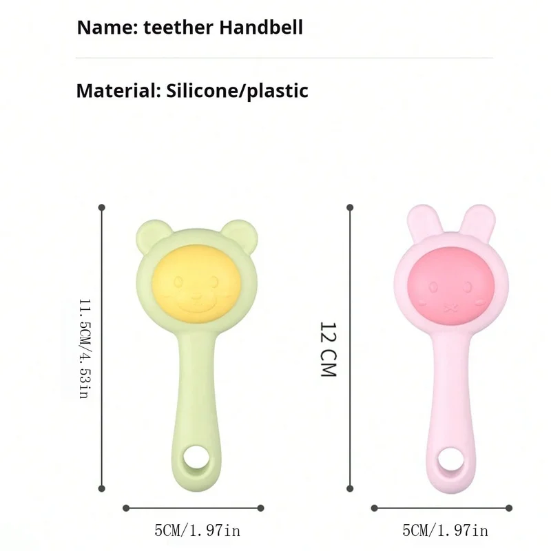 Konijn Beer Baby Bijtring Rammelaar met Fopspeenclip en Plastic Case, Zintuiglijk Speelgoed voor pasgeborenen Babyrammelaars en mobiele telefoons