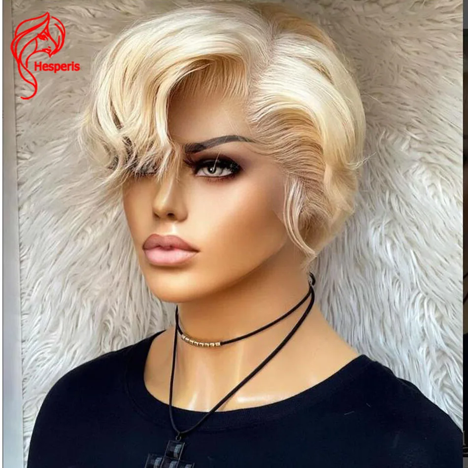 

Hesperis #613 Blonde Bob Lace Front Wigs With Baby Hair Pixie Cut Human Hair Wigs For Women Brazilian Remy Hair Short Bob Wig