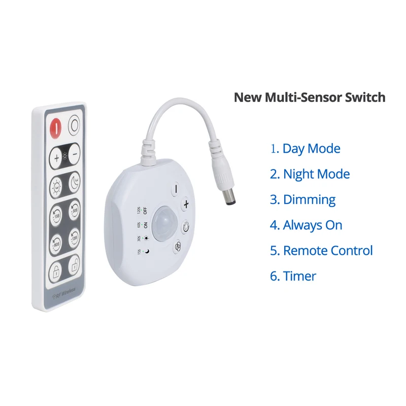 Bed Light Remote Dimmer PIR Motion Sensing Day Night Light Strip kit Under Bed Stair Corner Passageway Lighting