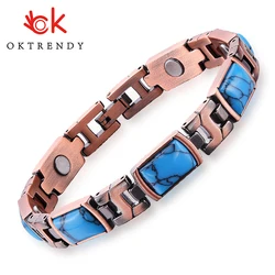 Magnetic Bracelets for Women copper Bracelets Turquoise Magnetic Therapy Bracelets Jewelry Gift with Adjustable size tool
