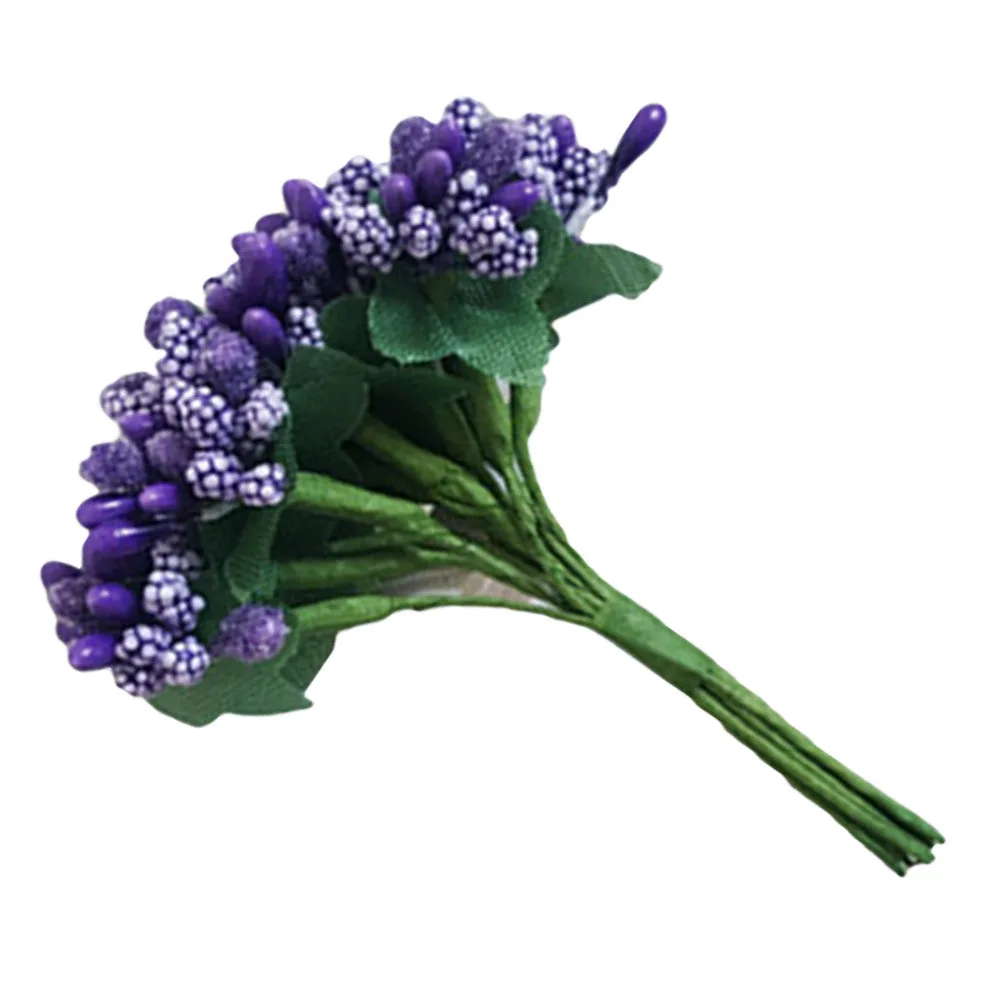 

12pcs Mini Artificial Pip Berry Picks Purple Lifelike Fake Decorative Fruit For Wedding Party Office Coffee Shop Decor