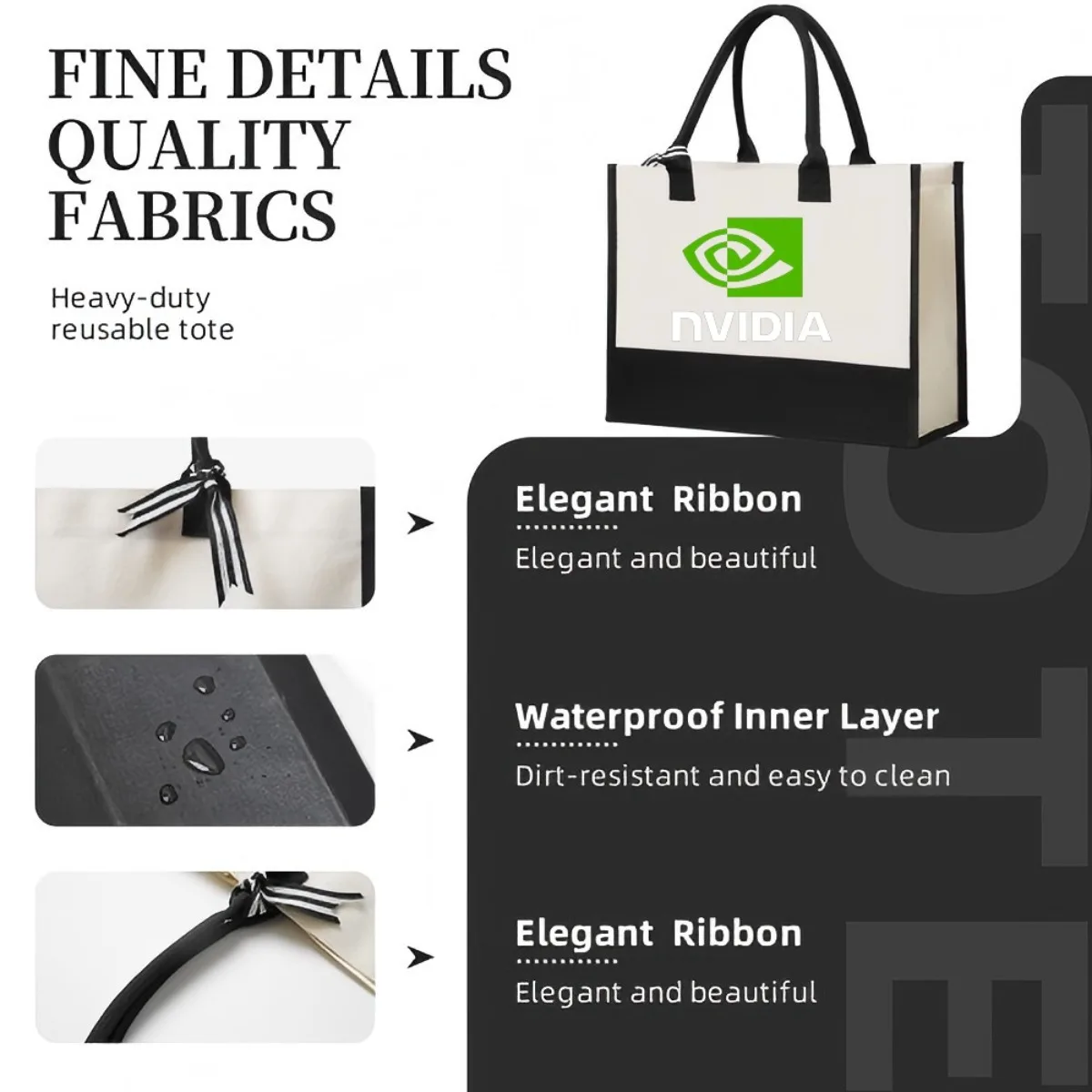 NVIDIA 2026 وصول جديد موضة عملية واسعة حقيبة حمل قابلة لإعادة الاستخدام نمط طباعة 2 لهجة الثقيلة حقيبة كتف كبيرة للجميع #5