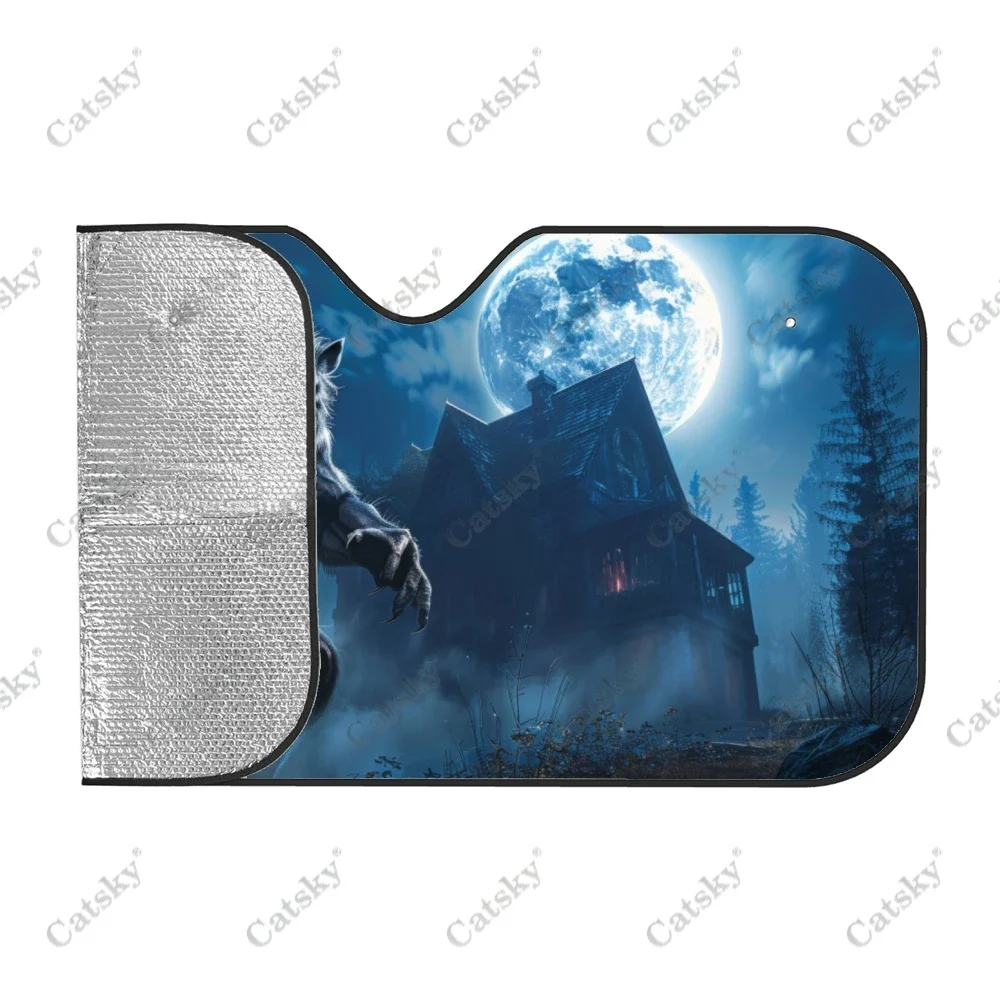 Terrifying Werewolf Car Windshield Sunshade, Front Auto Car Windshield Sun Shade Blocks Uv Rays Sun Visor Protector