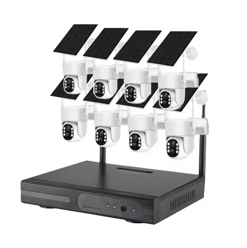 ชุดกล้องวงจรปิดไร้สายพลังงานแสงอาทิตย์ 4MP 4CH 8CH NVR พร้อมกล้องวงจรปิดระบบเครือข่าย ใช้พลังงานต่ำ