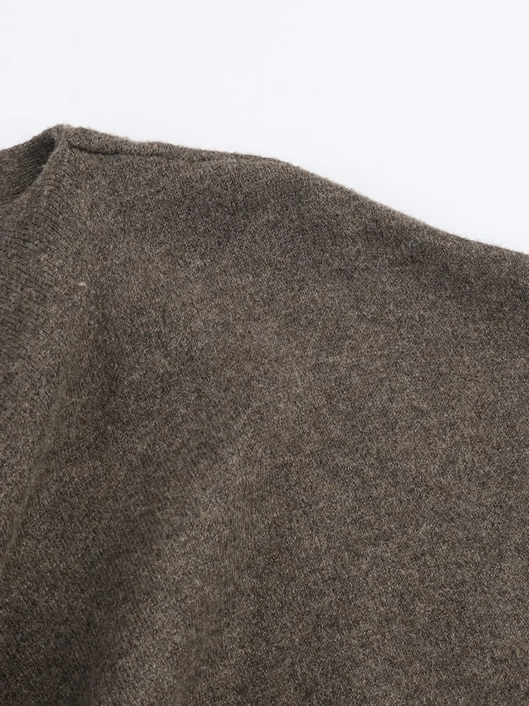 European-style new women's fashion, versatile, elegant, casual cape-style round neck long-sleeved sweater coat.