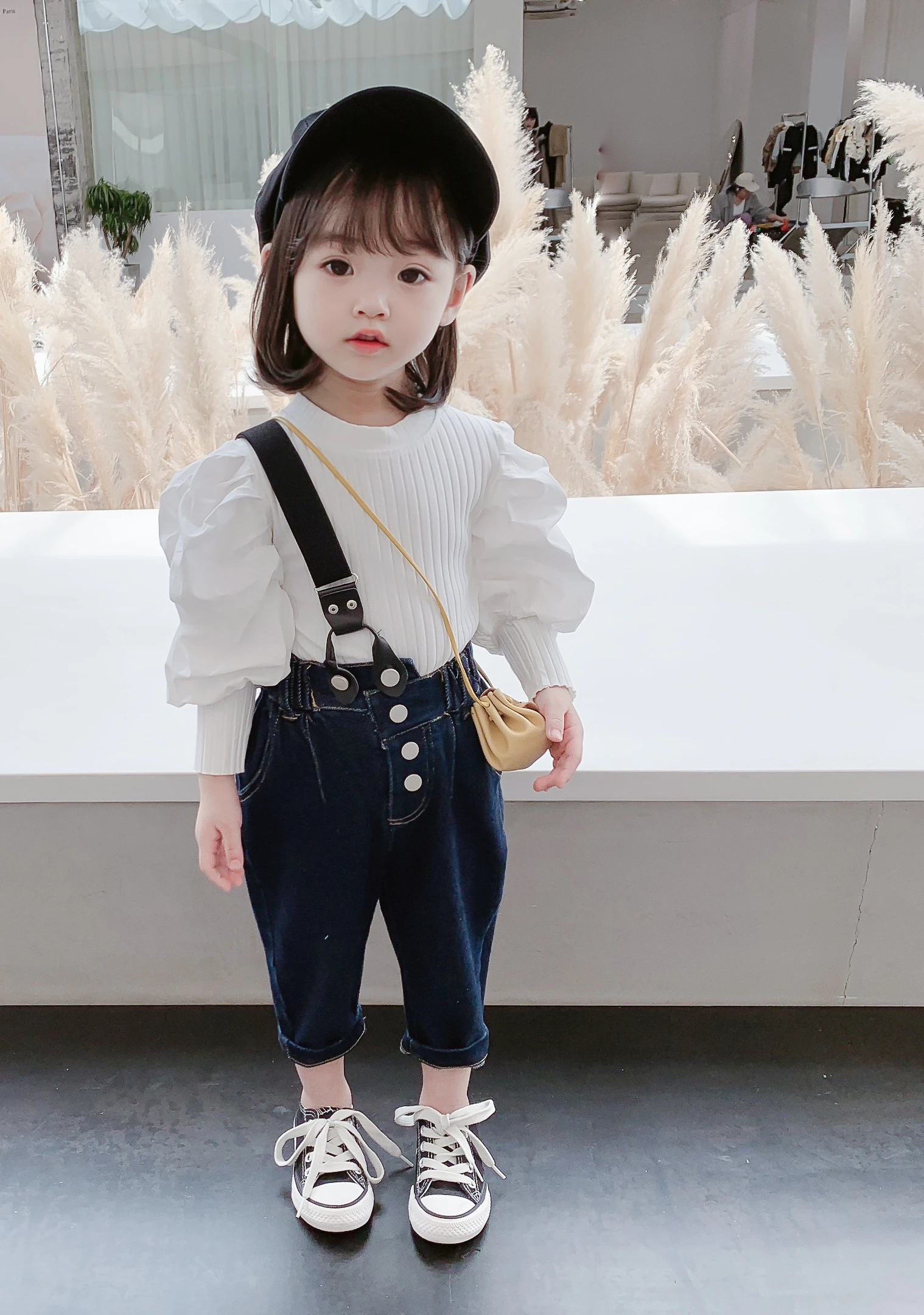 

Girls Denim Suspender Pants Set for Spring and Autumn 2024 New Children Popular Clothing Girls Baby Korean Two-piece Set Trendy