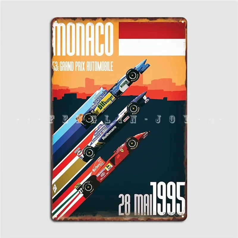 f1-classicos-monaco-1995-sinal-de-metal-clube-pub-garagem-personalizar-cartaz-cartaz-de-estanho