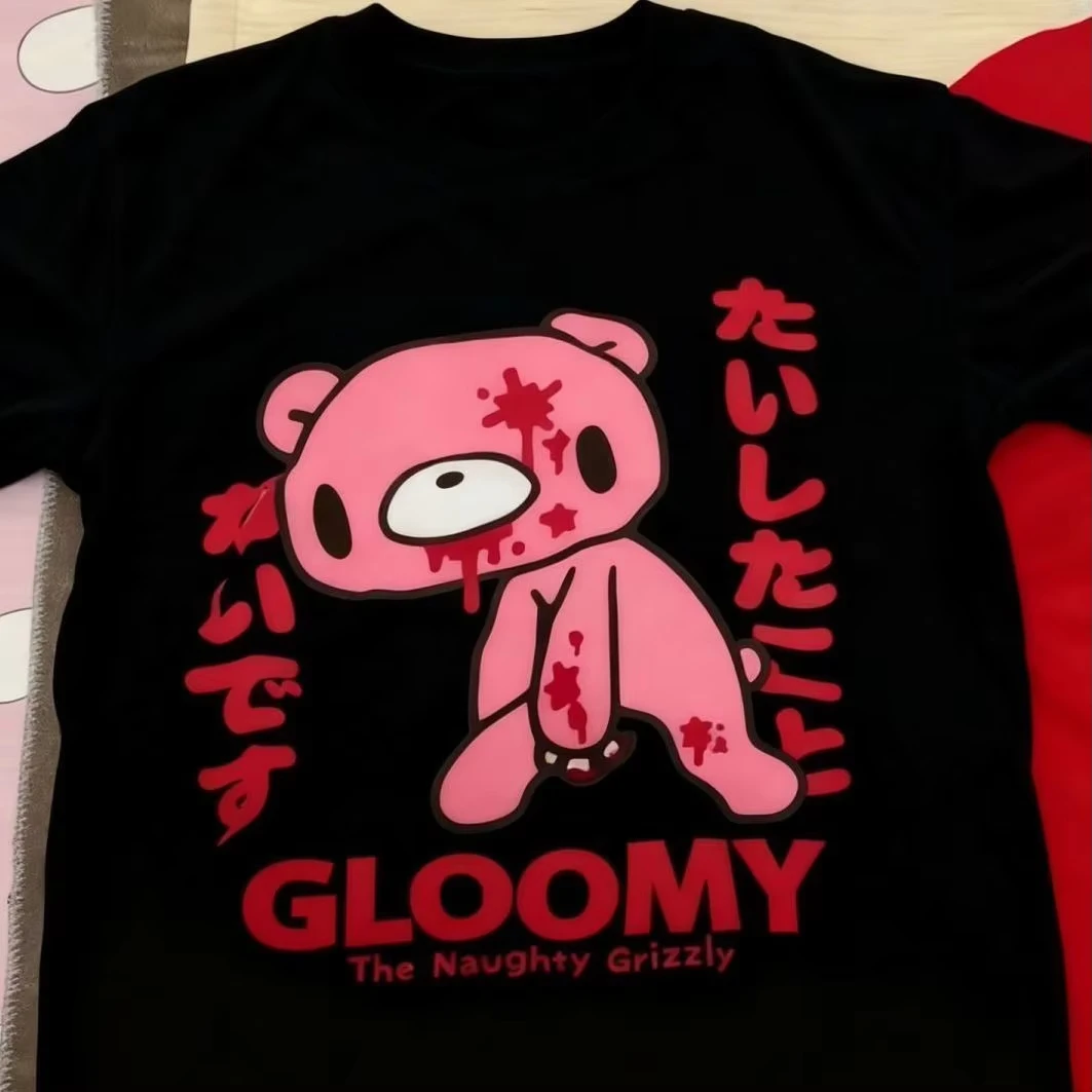 Modisches Harajuku Sommer Retro Y2K Shirt mit Cartoon-Bären-Print, Rundhals-Kurzarm-T-Shirt für Damen, lässige Alltags- und Streetwear – Detail 4