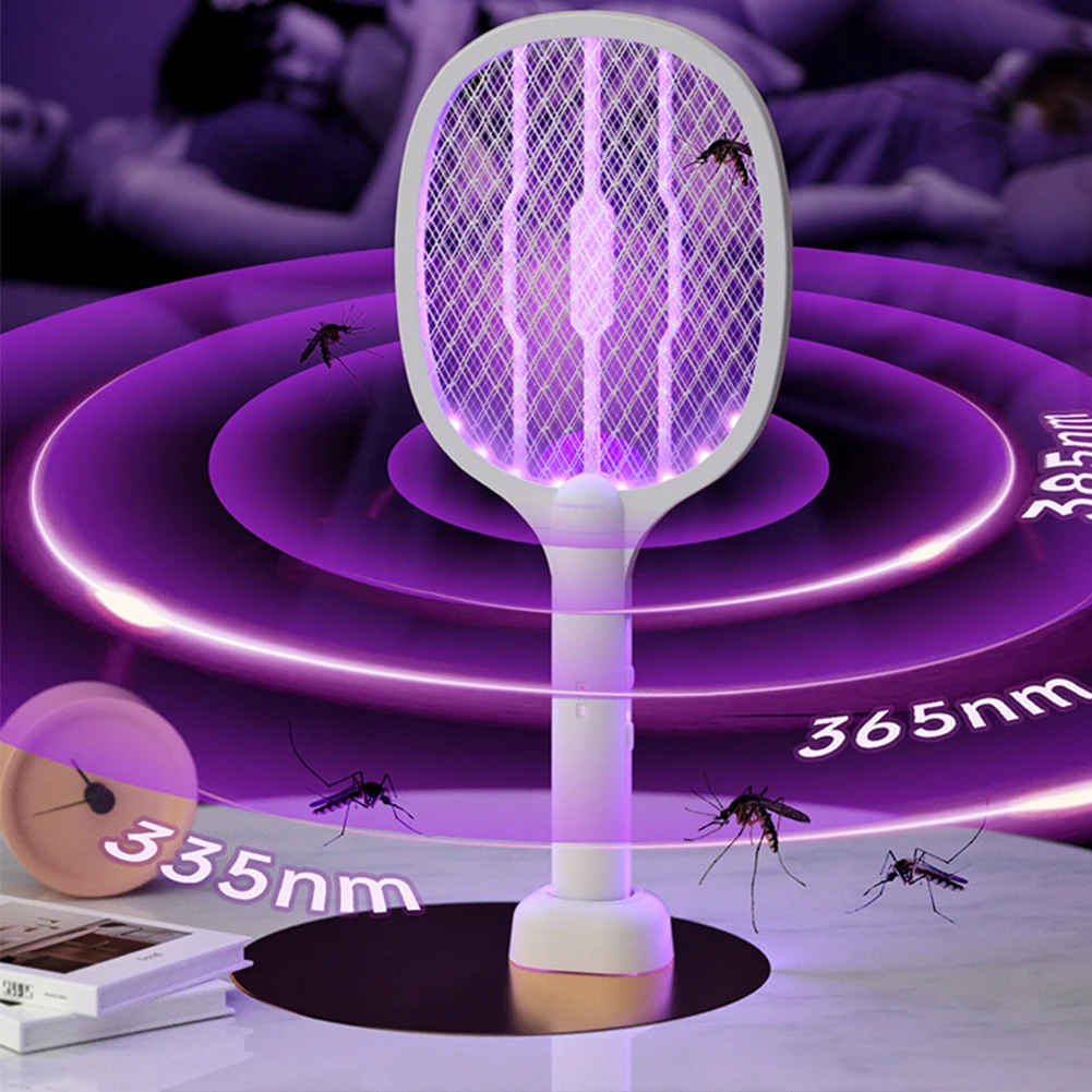 

2 in1 Electric Mosquito Killer Fly Swatter Trap USB Rechargeable Mosquito Racket Insect Killer with UV Light Bug Zapper for Home