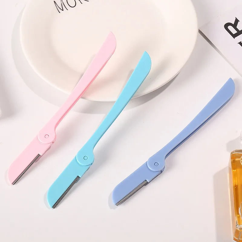 3 pçs rosto dobrável sobrancelha navalha afiada portátil lâminas faciais trimmer shaper conjunto de ferramentas de maquiagem