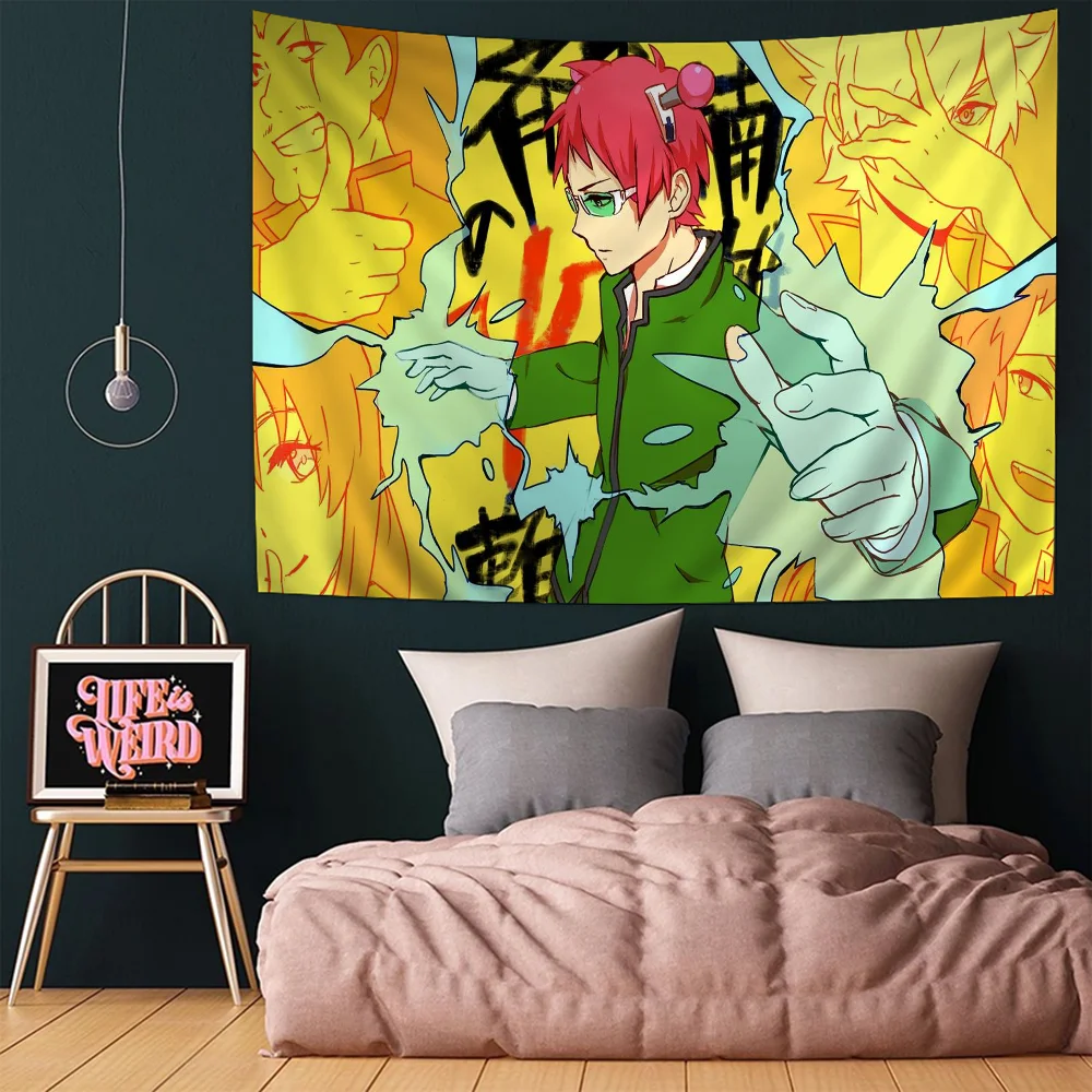 The Disastrous Life of Saiki K Anime Tapestry Hanging Tarot Hippie Wall Rugs Dorm Wall Hanging Sheets