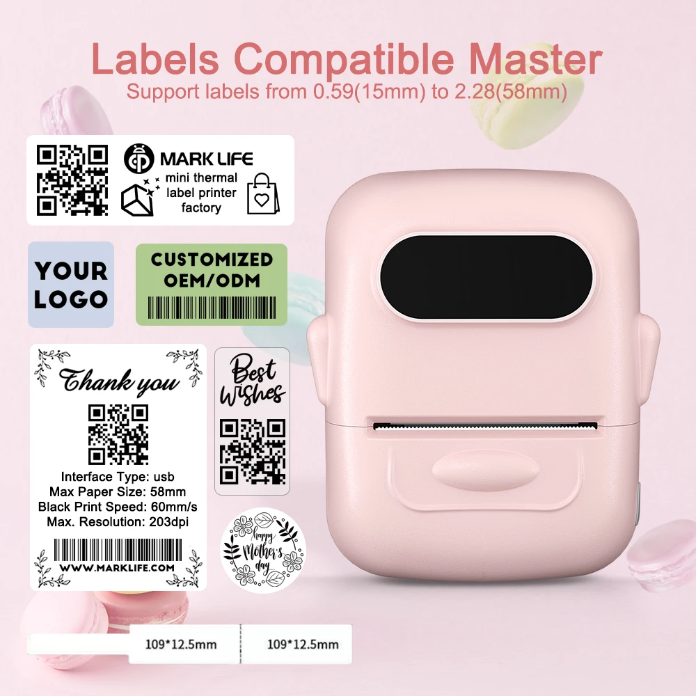 Marklife Portable Printer B1 B21 P50 Thermal Printer Wireless Self-Adhesive Printer Tag Price Machine for Office School Kitchen