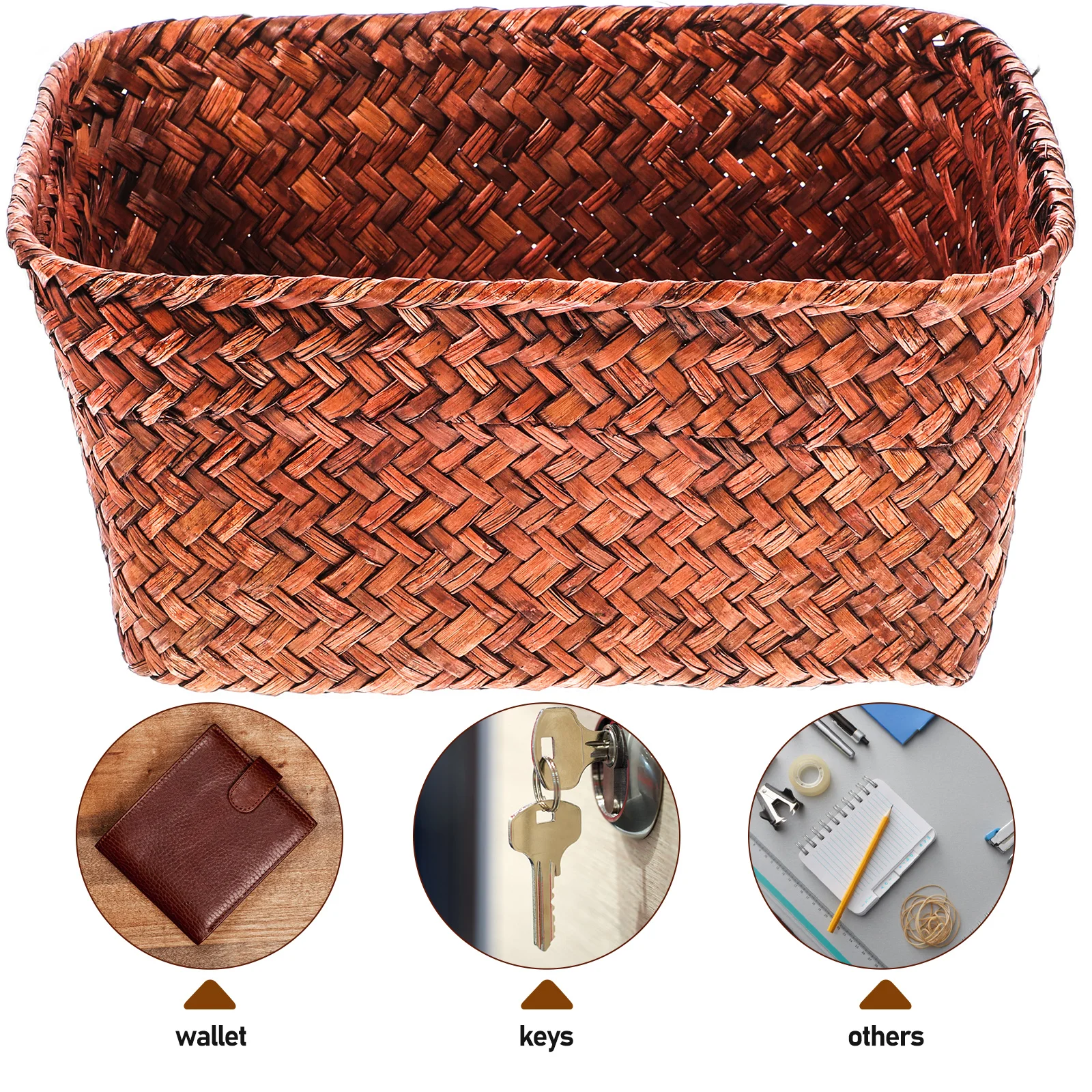 

1pc Seaweed Storage Basket for Desk Living Room Kitchen Organizer Portable Sundries Container Weave Basket Home Use Practical