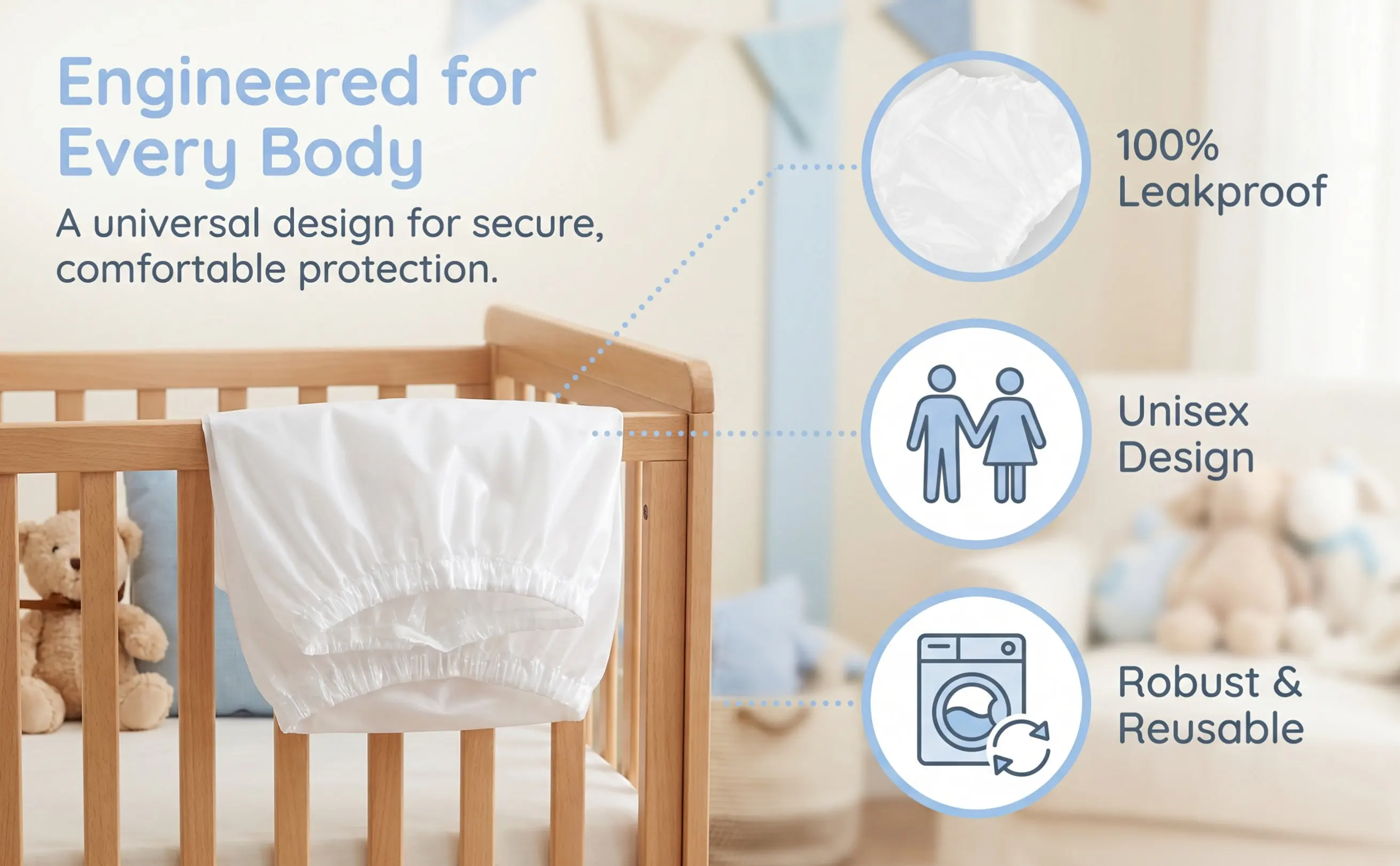 Waterproof Incontinence Pants Reusable Tpu Adult Diaper Cover Leakproof For Men Women Night Use Elderly Care Health