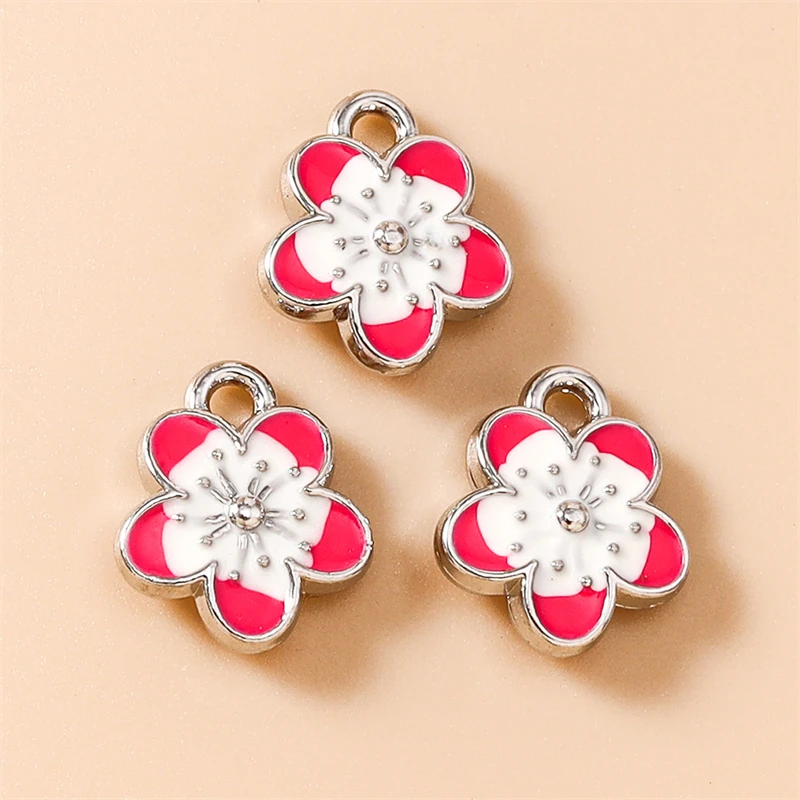 20 Stück 10x12mm Niedliche Bunte Mini-Emaille-Blumen-Anhänger für Schmuckherstellung Ohrringe Halsketten Armbänder DIY Bastelbedarf – Detail 11