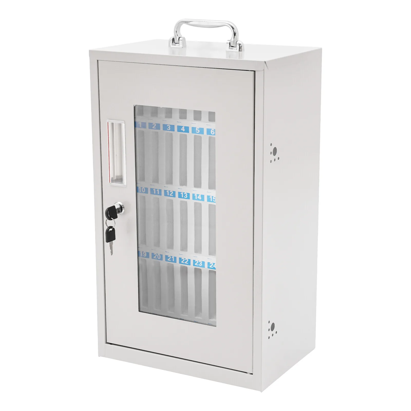 32*21cm  Rectangular Cell Phone Storage Cabinet Portable Wall-Mounted Aluminum Alloy Storage Cabinet Schools Classrooms 36 Slots