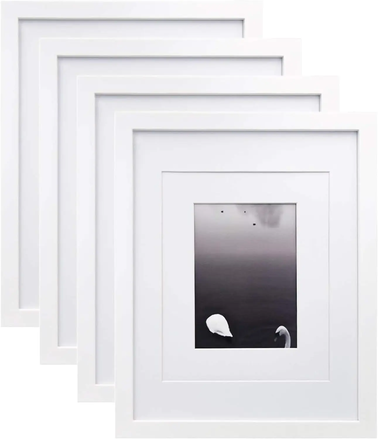 Egofine 11x14 Picture Frames Made of Solid Wood 4 PCS White Covered by Plexiglass - for Table Top and Wall Mounting for Pictures