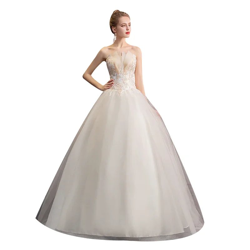 Customized Wedding Dress Lace Up Forest Bra Bride Wedding Dresses Bridal Luxury Train Dresses Ball Gowns  Vestido De Noiva