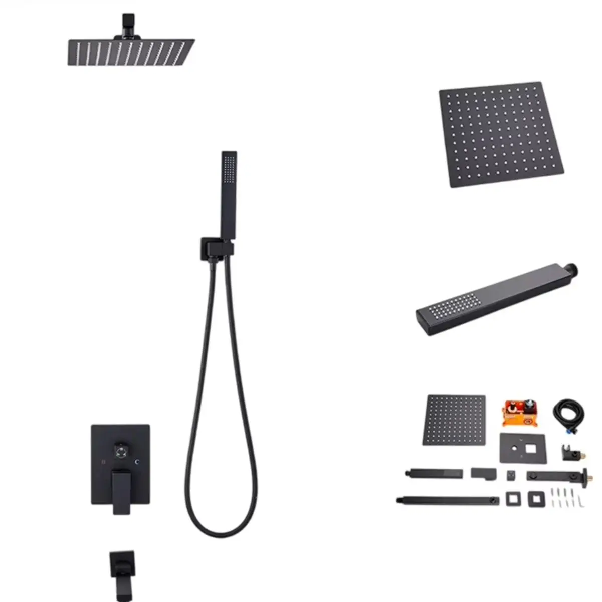 

High-quality Black 3-Function Bathroom Set, 3 Way Concealed Shower Faucet Complete Shower System