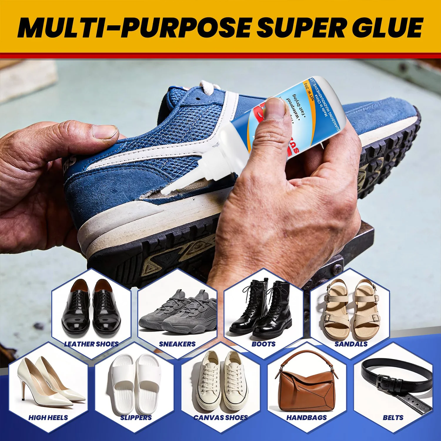 LOOLIFL502 Super Glue Extra Strong Universal Quick-Drying Instant Cyanoacrylate Adhesive for Glass Wood Metal DIY Clear Repair T view 2