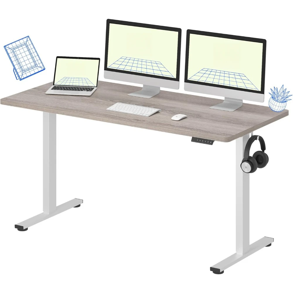 

Gamer Desk, 60 X 24 Inches Height Adjustable Desks Electric Sit Stand Desks for Home Office, One-Piece Standing Desk