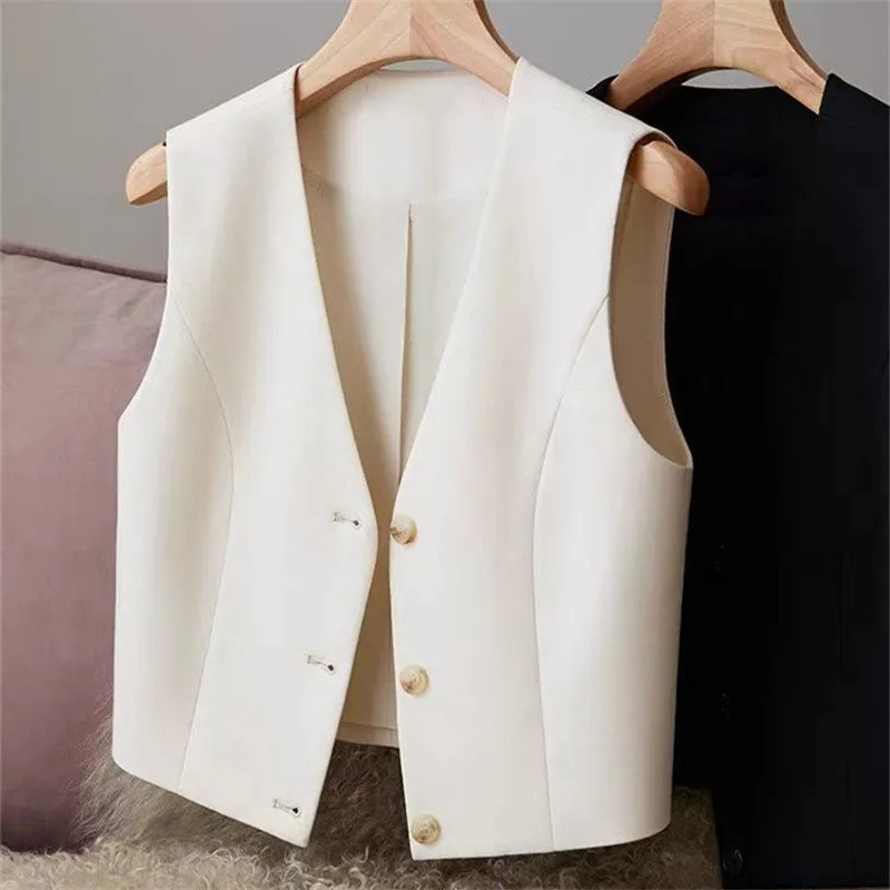 

Spring Autumn Sleeveless Blazer Vest Women Casual Solid Color Single Breasted Slim Fit Classic Business Vest Versatile Top
