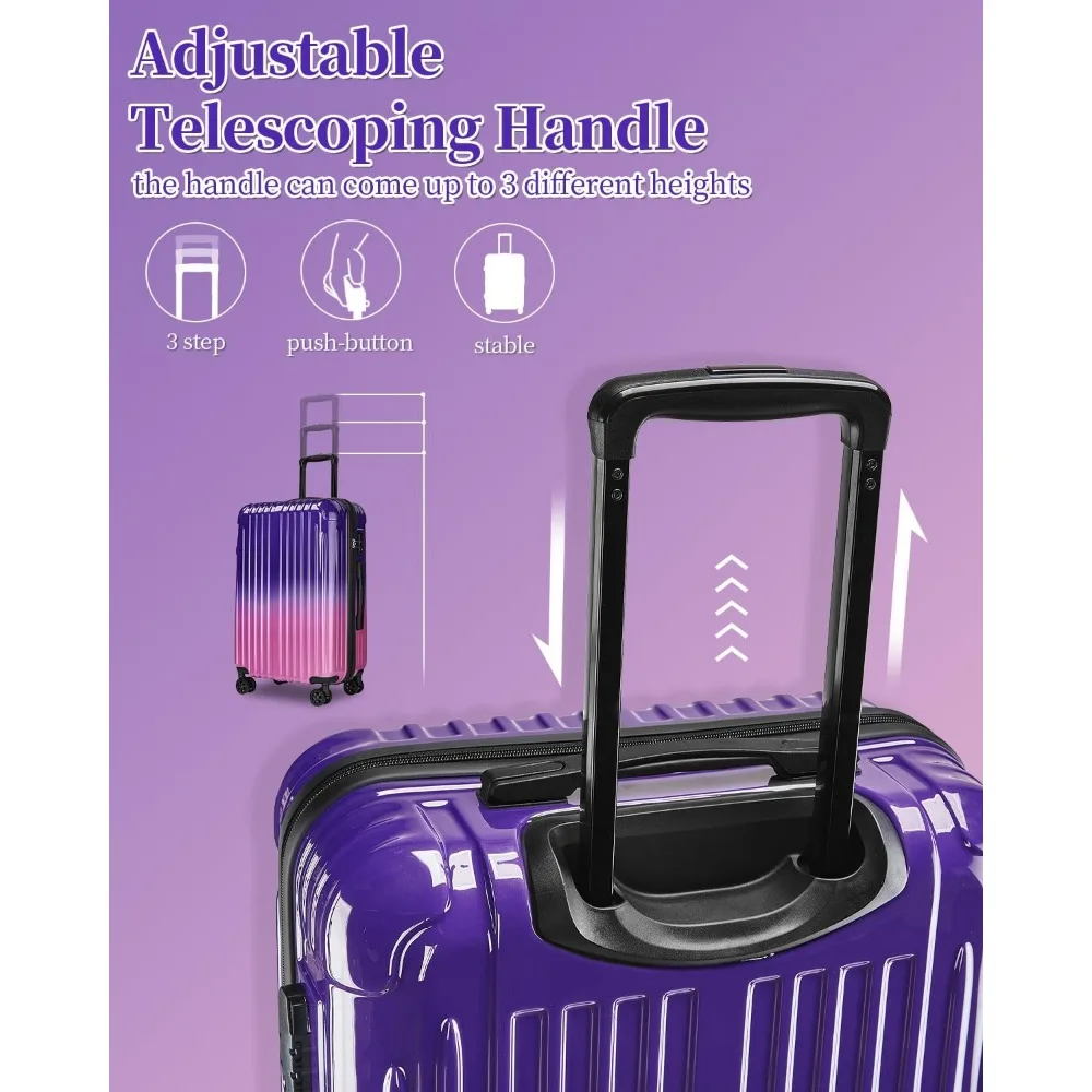 Durable 20 Hardside Rolling Luggage with TSA Lock, Large Capacity for Travel, Compact Carry-On Suitcase