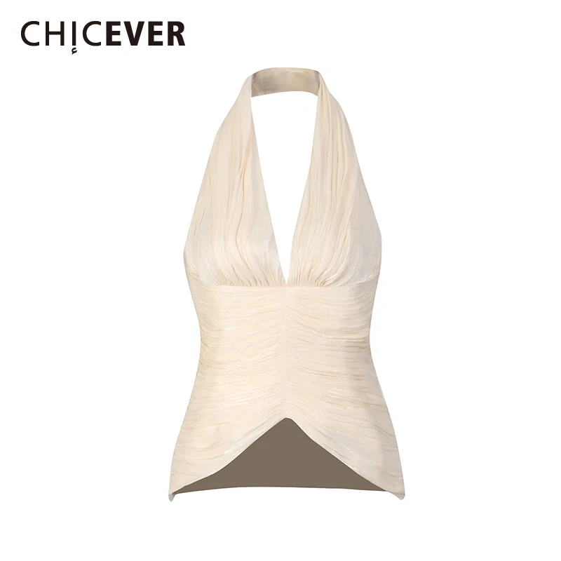 

Жилет CHICEVER с абрикосовыми вставками и складками, женский, на бретельках, без рукавов, приталенный, для отпуска, минималистичный, летний, модный, новый стиль