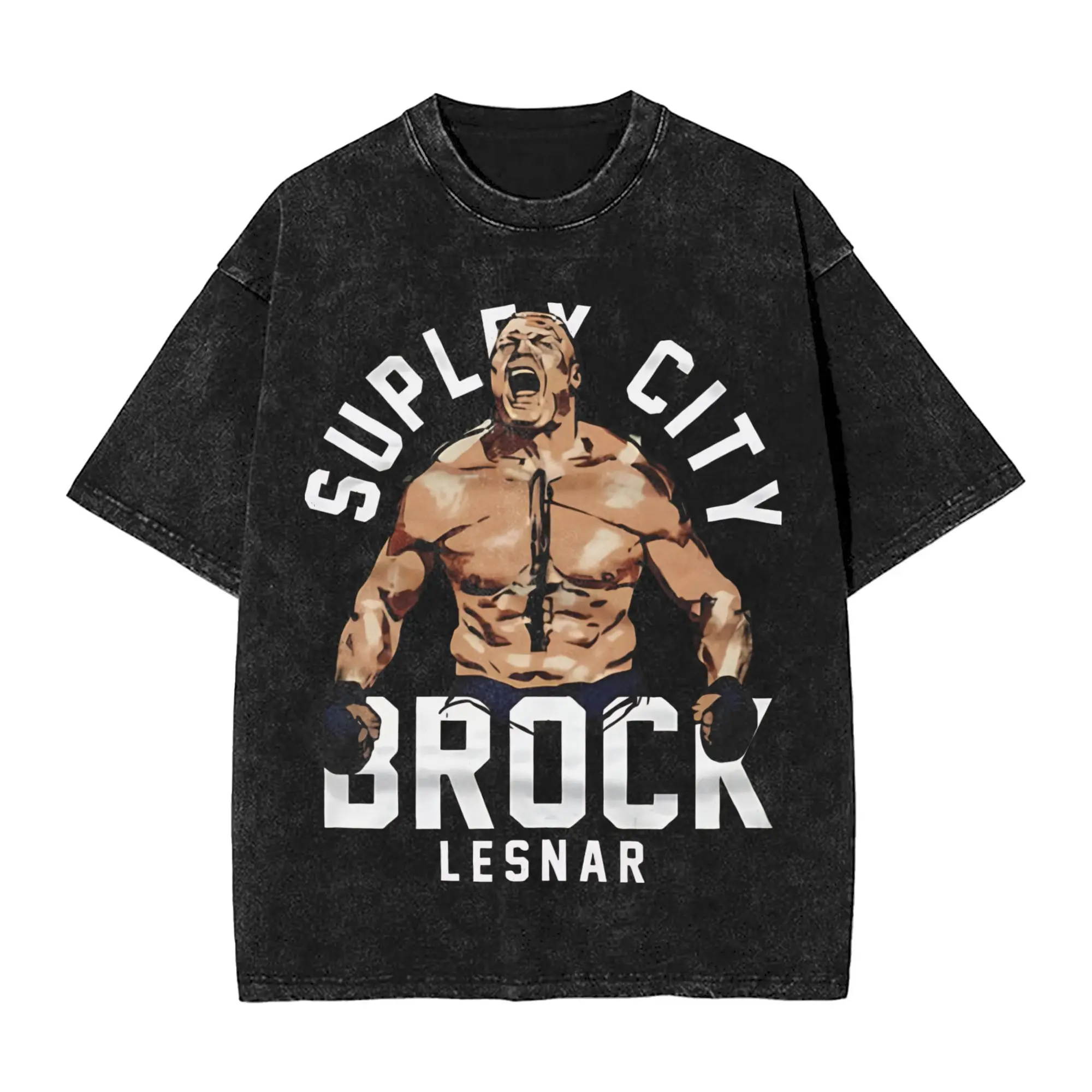 

Black Brock Lesnar T Shirt Hip Hop T-Shirts Short Sleeve Vintage Tops Summer Cotton O Neck Oversized Clothes