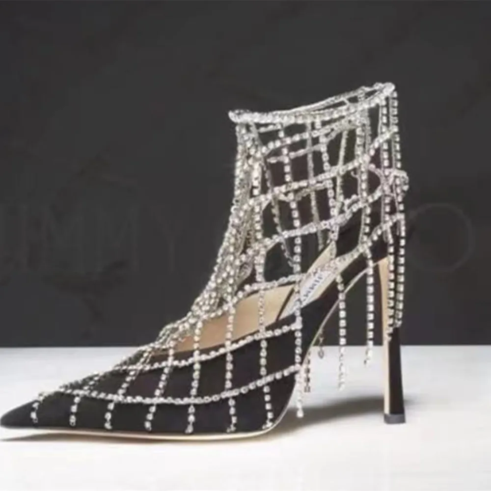 INS Shiny Rhinestone Hollow Shoes Chain On Leg cavigliera piede catena gioielli per le donne di cristallo di lusso tacco alto piede cavigliera