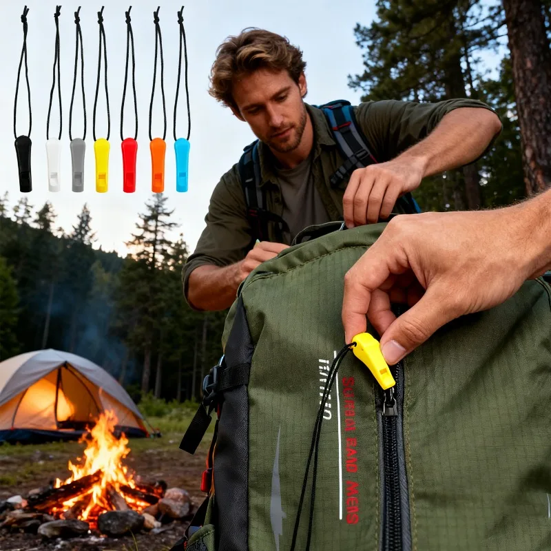 صفارة إنقاذ بسحّاب وسحب للسلامة في حالات الطوارئ في الهواء الطلق لحقيبة الظهر وإكسسوارات المشي لمسافات طويلة وصوت عالٍ وأداة طوارئ متعددة الألوان #4